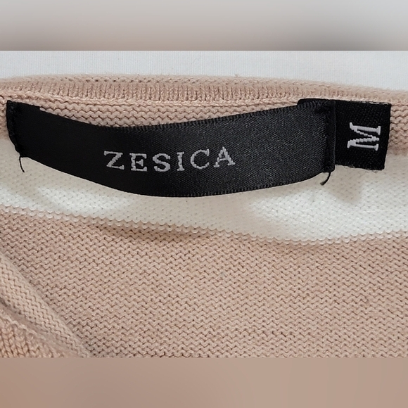 ZESICA Women's Size Medium Long Sleeve Crewneck Stripe Crop Sweater - Picture 7 of 10